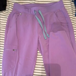 Figs Purple Joggers with Teal Drawstring Zamora